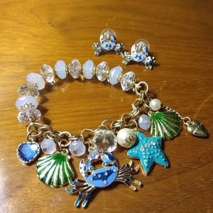 Betsey Johnson Sea Life Bracelet & Earrings